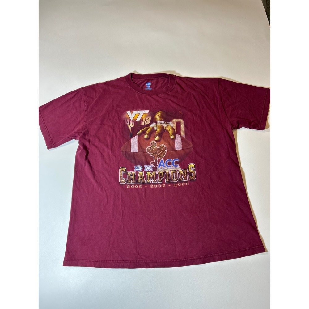 NCAA Virginia Tech Hokies T-Shirt Mens XL Maroon Excellent 3X ACC Champions VT